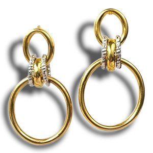 Woman's Drop Earrings BOHO Gold Silver Tone Drop Circle